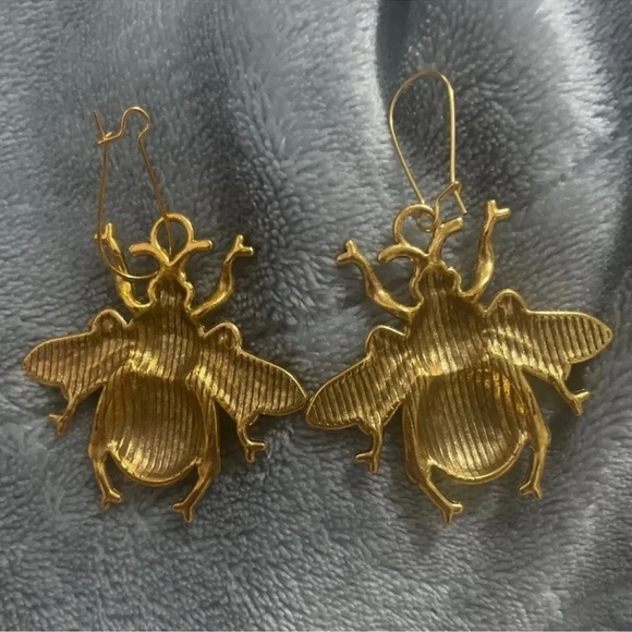 Zara Gold Bee Statement Earrings - Picture 7 of 15